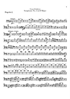 Sinfonie Nr.1 in D-Dur, D.82: Fagottstimme by Franz Schubert