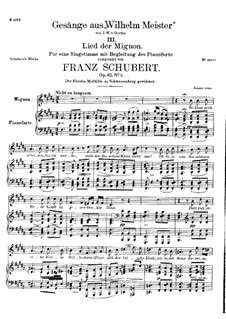 Nr.3 Lied der Mignon: H-Dur by Franz Schubert