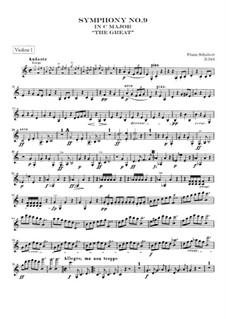 Sinfonie Nr.9 in C-Dur 'Die Grosse', D.944: Violinstimme I by Franz Schubert
