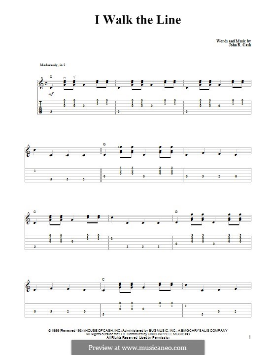 I Walk the Line: Für Gitarre mit Tabulatur by Johnny Cash