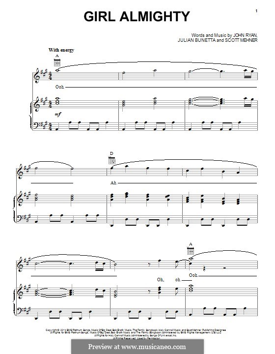 Girl Almighty (One Direction): Für Stimme und Klavier (oder Gitarre) by Julian Bunetta, Scott Mehner, John Henry Ryan