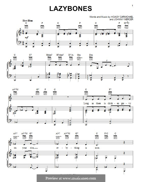 Lazybones: Für Stimme und Klavier (oder Gitarre) by Johnny Mercer