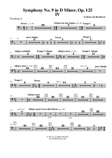 Teil IV: Trombone in Bass Clef 2 (Transposed Part) by Ludwig van Beethoven