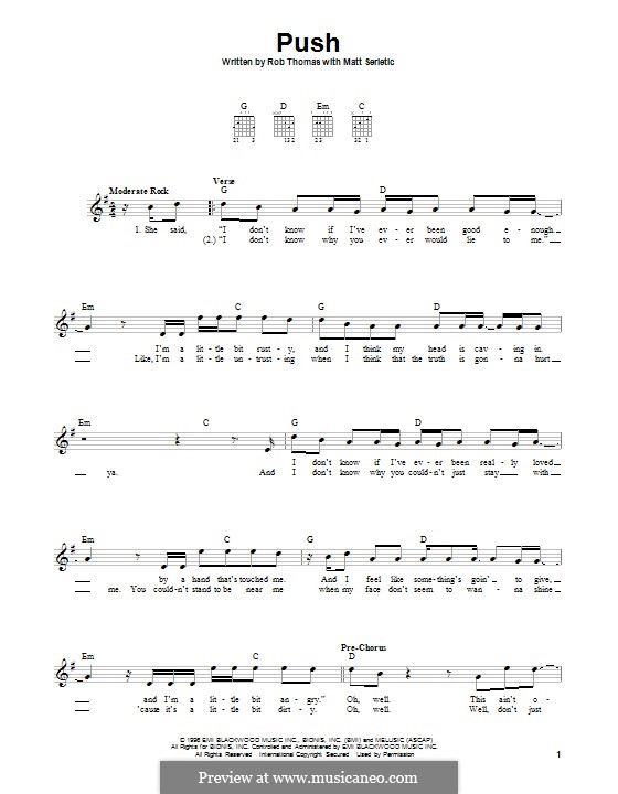 Push (Matchbox Twenty): Für Gitarre mit Tabulatur by Matt Serletic, Rob Thomas