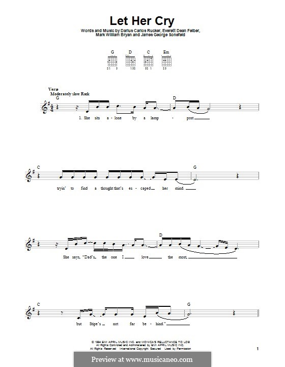 Let Her Cry (Hootie & The Blowfish): Für Gitarre mit Tabulatur by Darius Carlos Rucker, Everett Dean Felber, James George Sonefeld, Mark William Bryan