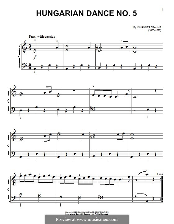Tanz Nr.5 in fis-Moll: Für Klavier by Johannes Brahms