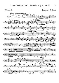 Konzert für Klavier und Orchester Nr.2 in B-Dur, Op.83: Cellostimme by Johannes Brahms