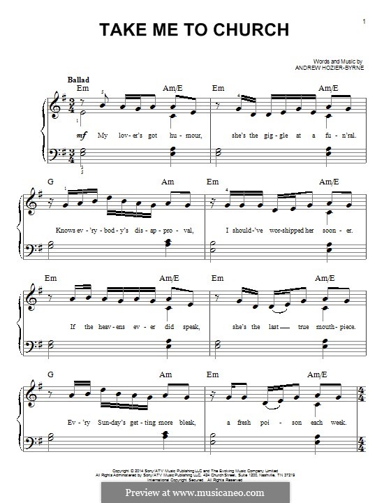Take Me To Church: Für Klavier by Andrew Hozier-Byrne