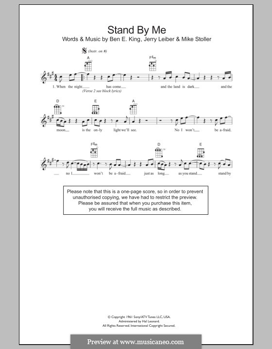 Stand By Me: Für Ukulele by Ben E. King, Jerry Leiber, Mike Stoller