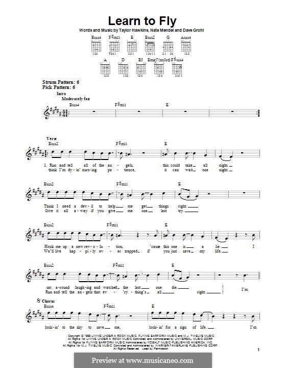 Learn To Fly (Foo Fighters): Für Gitarre mit Tabulatur by David Grohl, Nate Mendel, Taylor Hawkins