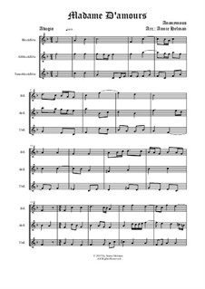 Madame d'amours: For recorder trio (SAT) by Unknown (works before 1850)