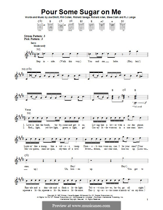 Pour Some Sugar on Me (Def Leppard): Für Gitarre mit Tabulatur by Joe Elliott, Phil Collen, Richard Savage, Robert John Lange, Steve Clark