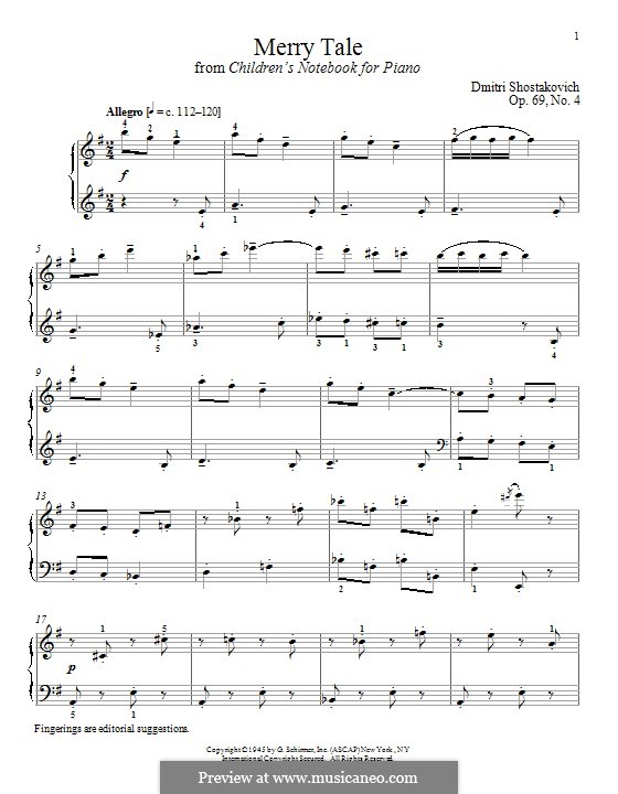 Children's Notebook, Op.69: No.4 Merry Tale by Dmitri Schostakowitsch