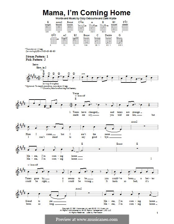 Mama, I'm Coming Home (Ozzy Osbourne): Für Gitarre mit Tabulatur by Zakk Wylde
