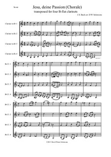 Jesu, deine Passion: For four B-flat clarinets by Johann Sebastian Bach