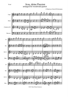 Jesu, deine Passion: For woodwind quartet by Johann Sebastian Bach