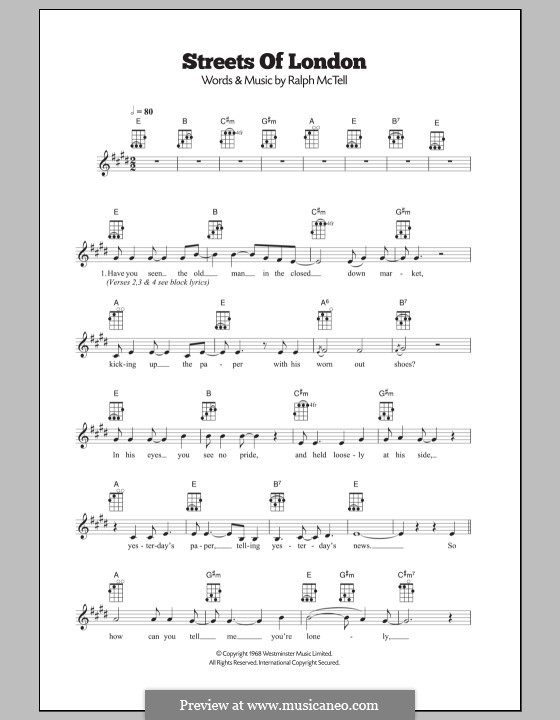 Streets of London: Für Ukulele by Ralph McTell