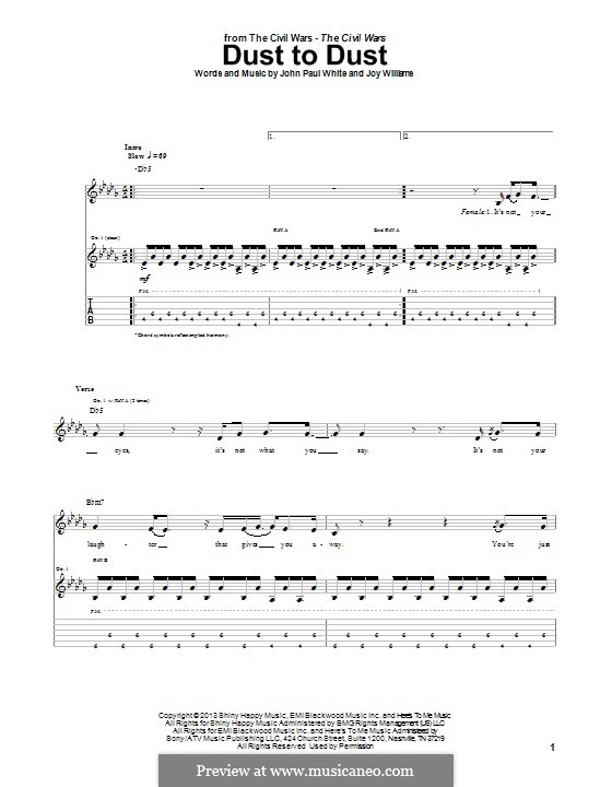 Dust to Dust (The Civil Wars): Für Gitarre mit Tabulatur by John Paul White, Joy Williams