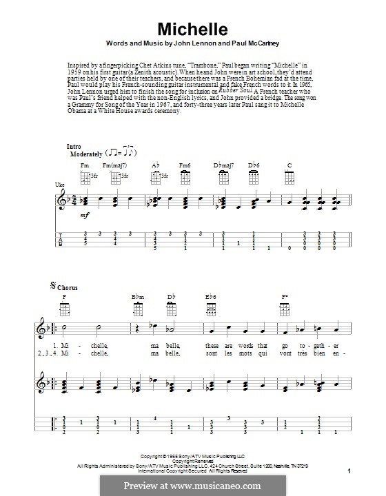 Michelle (The Beatles), for One Instrument: Für Ukulele by John Lennon, Paul McCartney