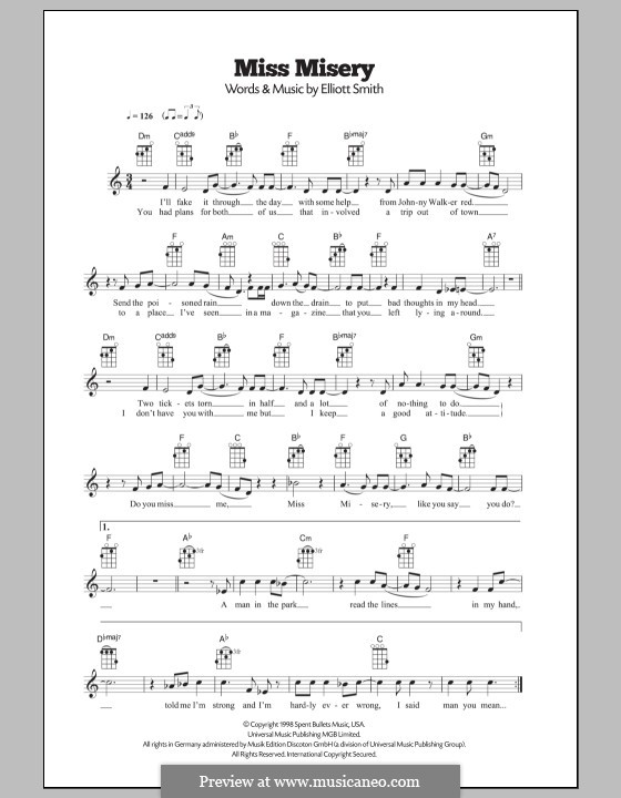 Miss Misery: Für Ukulele by Elliott Smith