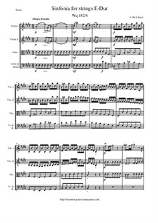 Six Symphonies, Wq 182: Symphony No.6 in E Major - score and parts, H 662 by Carl Philipp Emanuel Bach