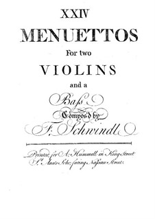 Vierundzwanzig Menuette: Basso Continuo Stimme by Friedrich Schwindl