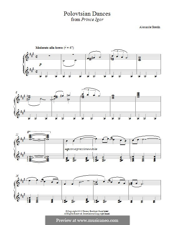 Polovtsian Dances (Printable Scores): Für Klavier by Alexander Porfiryevich Borodin