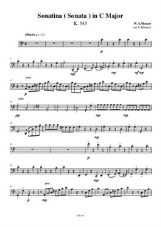 Sonate für Klavier Nr.16 in C-Dur, K.545: For string quartet – cello part by Wolfgang Amadeus Mozart