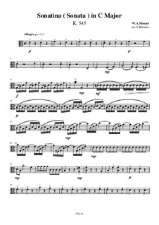 Sonate für Klavier Nr.16 in C-Dur, K.545: For string quartet – viola part by Wolfgang Amadeus Mozart