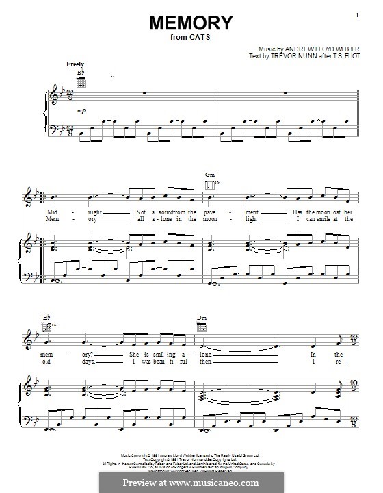 Vocal version: Für Stimme und Klavier (oder Gitarre) by Andrew Lloyd Webber
