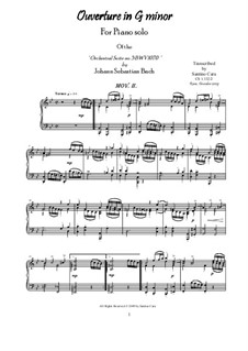 Orchestersuite in g-Moll, BWV 1070: Movement II Torneo, for piano by Johann Sebastian Bach
