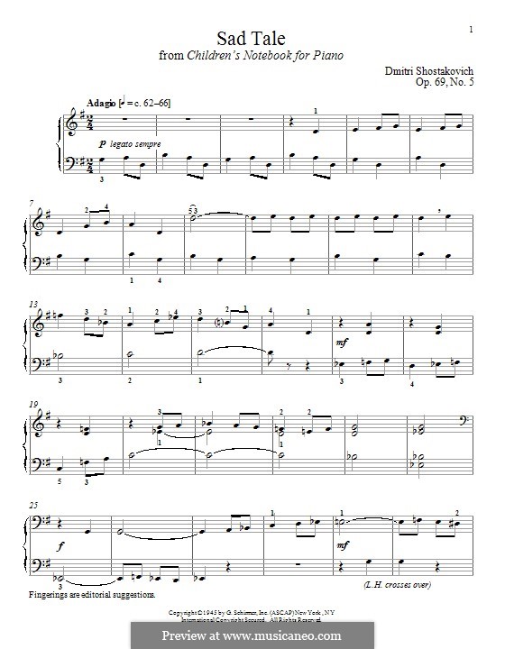 Children's Notebook, Op.69: No.5 Sad Tale by Dmitri Schostakowitsch