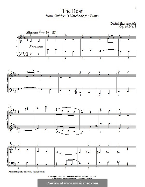 Children's Notebook, Op.69: No.3 The Bear by Dmitri Schostakowitsch