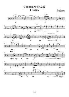 Sonate für Klavier Nr.4 in Es-Dur, K.282: Movement I, for string quartet – cello part, Ор.2 No.15 by Wolfgang Amadeus Mozart