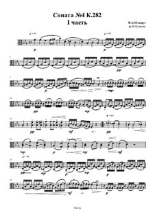 Sonate für Klavier Nr.4 in Es-Dur, K.282: Movement I, for string quartet – viola part, Ор.2 No.15 by Wolfgang Amadeus Mozart