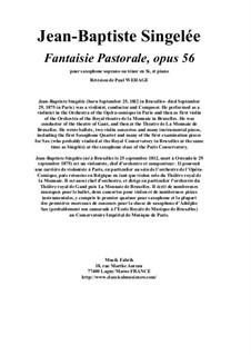 Pastoral Fantasia, Op.56: Pour saxophone soprano ou ténor en Sib et piano by Jean Baptiste Singelée