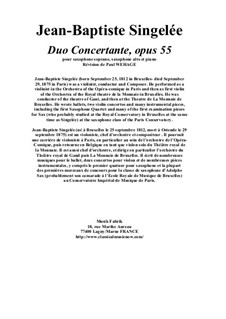 Duo Concertante, Op.55: Pour saxophone soprano, saxophone alto et piano by Jean Baptiste Singelée