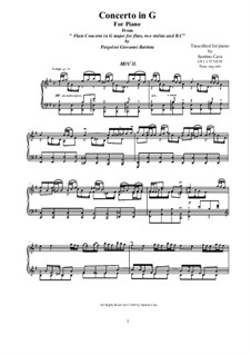 Flötenkonzert in G-Dur: Bearbeitung für Klavier – II, CS 1.137/2 by Giovanni Battista Pergolesi