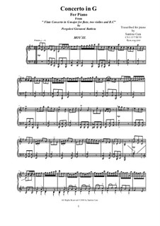 Flötenkonzert in G-Dur: Bearbeitung für Klavier – III, CS 1.137/3 by Giovanni Battista Pergolesi