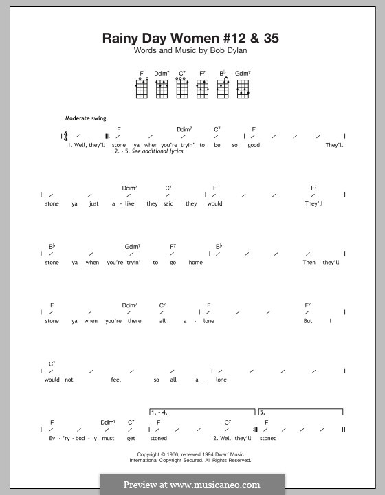 Rainy Day Woman No.12 & 35: Für Ukulele by Bob Dylan