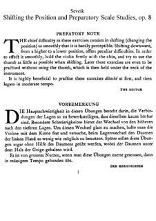 Changes of Position and Preparatory Scale Studies, Op.8: Für Violin by Otakar Ševčík