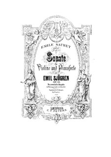 Sonate für Violine und Klavier Nr.1 in g-Moll, Op.19: Partitur by Emil Sjögren