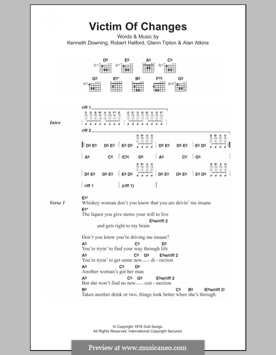 Victim of Changes (Judas Priest): Text und Akkorde by Glenn Tipton, K. K. Downing, Robert Halford, Alan Atkins