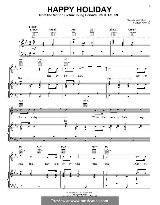 Happy Holiday: Für Stimme und Klavier (oder Gitarre) by Irving Berlin