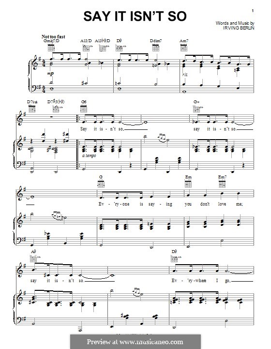 Say it isn't So: Für Stimme und Klavier (oder Gitarre) by Irving Berlin