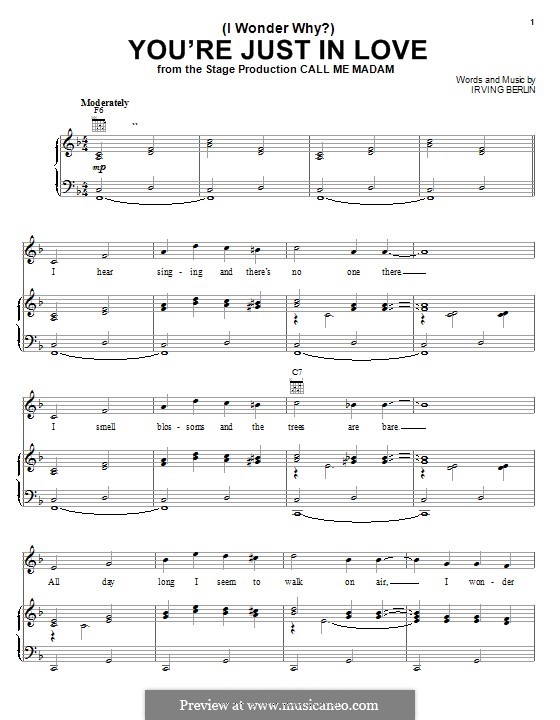 (I Wonder Why?) You're Just in Love: Für Stimme und Klavier (oder Gitarre) by Irving Berlin
