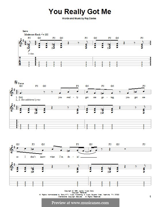 You Really Got Me (The Kinks): Für Gitarre mit Tabulatur by Ray Davies