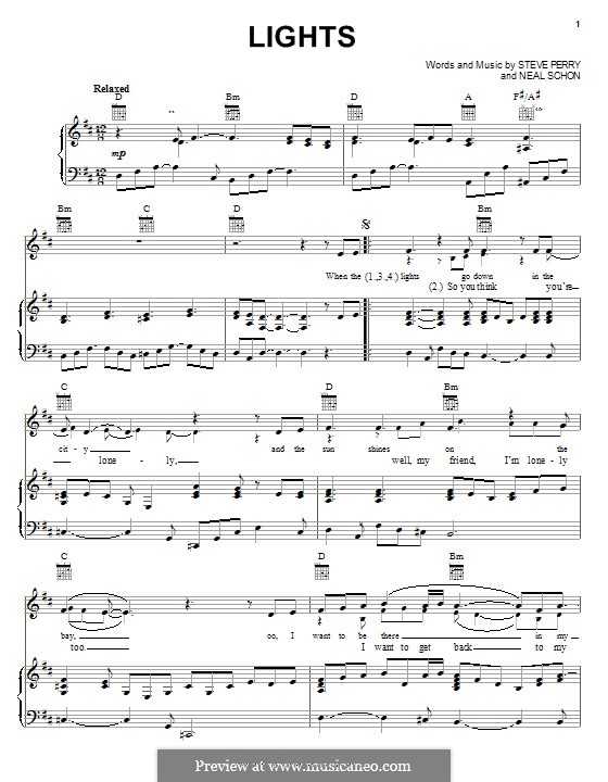 Lights (Journey): Für Stimme und Klavier (oder Gitarre) by Neal Schon, Steve Perry
