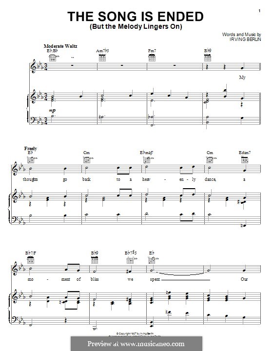The Song Is Ended: Für Stimme und Klavier (oder Gitarre) by Irving Berlin