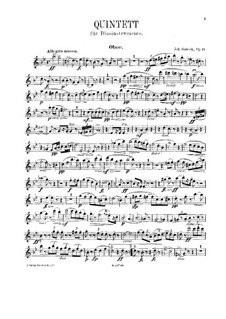 Quintett für Blasinstrumente in g-Moll, Op.14: Oboenstimme by Johann Sobeck